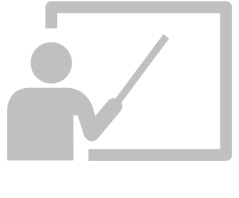 Icon of a person with a pointer and a whiteboard.